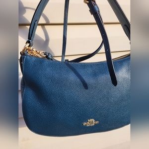 Peacock Blue Coach Sutton Leather Handbag